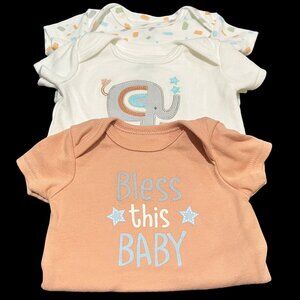 Milie and Myles 3-Piece Baby Set | 0–3M | White to Peach | Gender Neutral